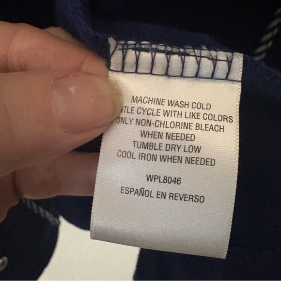 Karen Scott Size L Nautical Jersey Lightweight Jacket Blazer Striped‎ Cuffs Navy - Picture 9 of 11